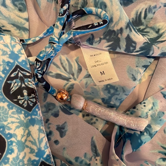 NWT (XS) Nanette Lepore swim wrap in lilac turquoise gold fringe tassels kaftan - Picture 11 of 14